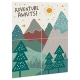 Wilderness "Adventure Awaits" Plastic Scene Setter Background Decoration, Green, 14.5-in, 4-pk, for Birthday Party Front_Angled_Right