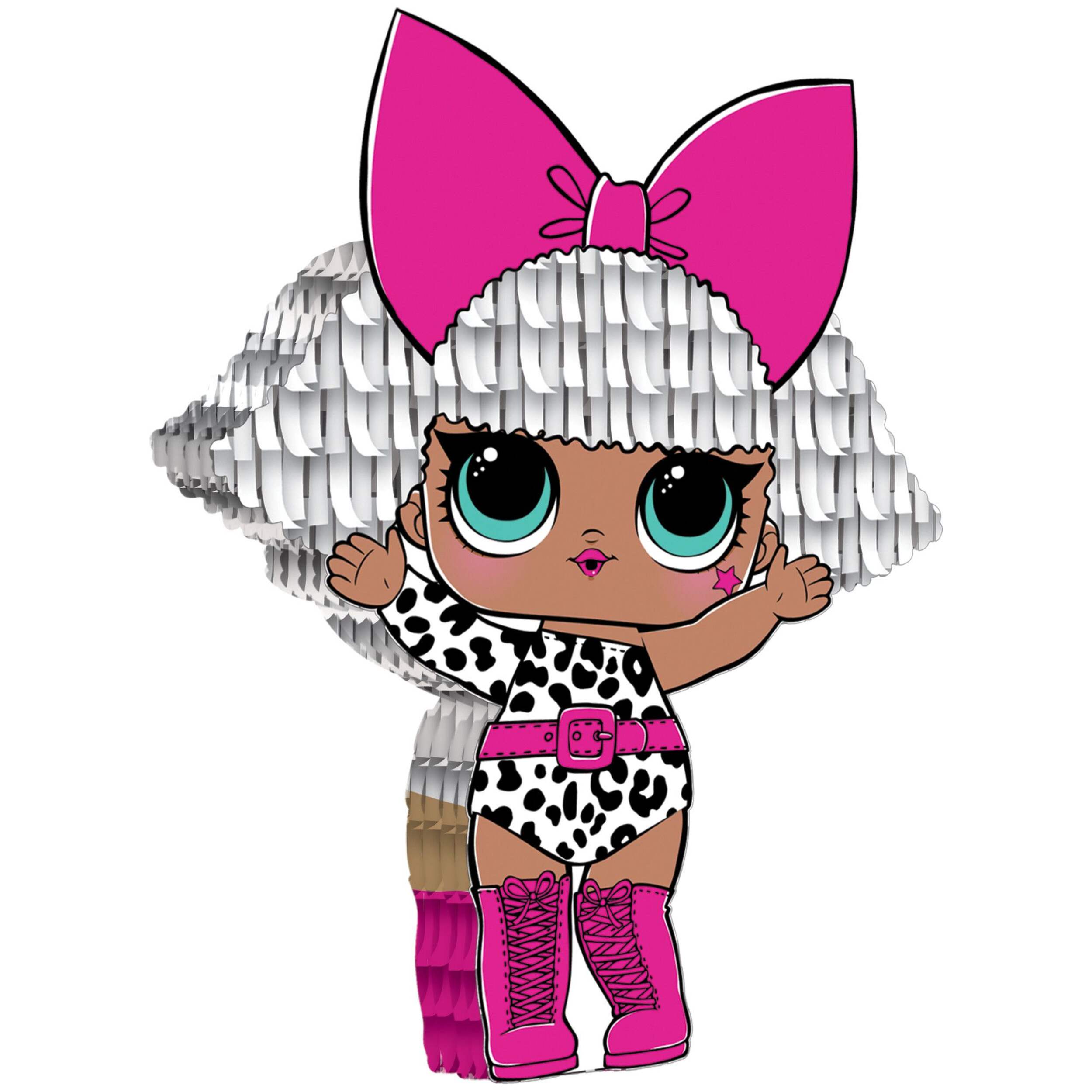 L.O.L Surprise! Diva Pinata Hanging Decoration, Pink/White, 7.3-in, for Birthday Party Front_Flat