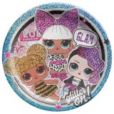 L.O.L. Surprise! "Glam" Round Paper Disposable Lunch Plates, Purple/Blue, Glitter, 9-in, 8-pk, for Birthday Party Front_Flat