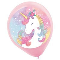 Amscan Unicorn Round Latex Balloons, Pink, 12-in, 5-pk