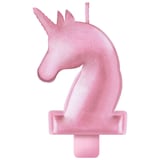 Unicorn Glitter Wax Candle, Pink, 3.25-in, for Birthday Party Front_Flat