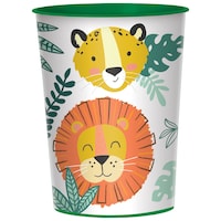 Get Wild Lion Plastic Reusable Favour Cup, White/Orange, 16-oz, for Birthday Party Front_Elevated