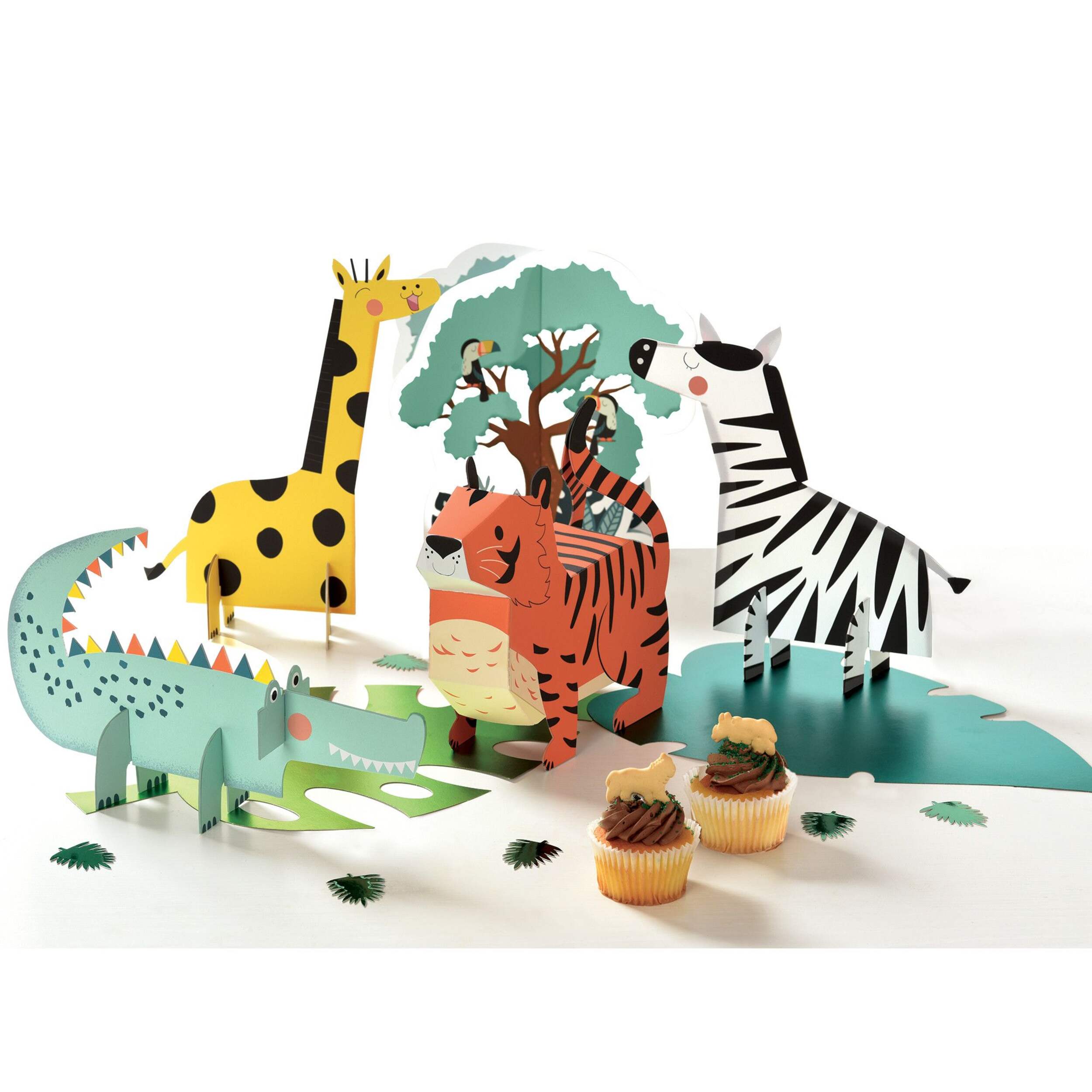 Get Wild Tiger/Zebra/Giraffe Table Decorating Kit Centerpieces, Multi-Coloured, 12-in, 5-pk, for Birthday Party Front_Elevated