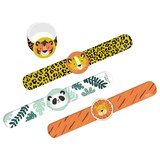 Get Wild Tiger/Lion/Panda/Cheetah Slap Bracelet Wearables, Orange/Green, 4-pk, for Birthday Party Composite_or_Mixed