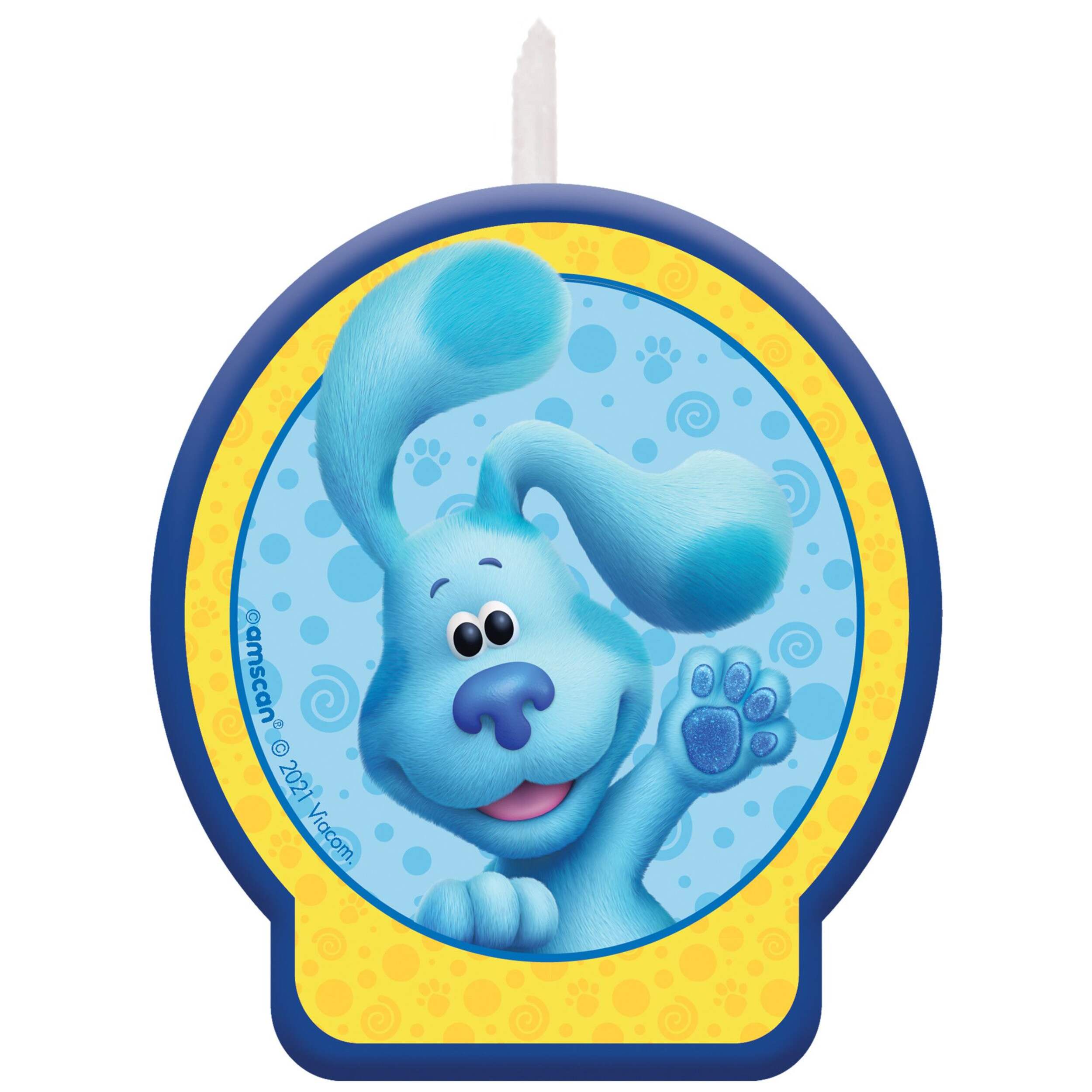 Nickelodeon Blue's Clues Wax Candle, Blue/Yellow, 5-in, for Birthday Party Front_Flat