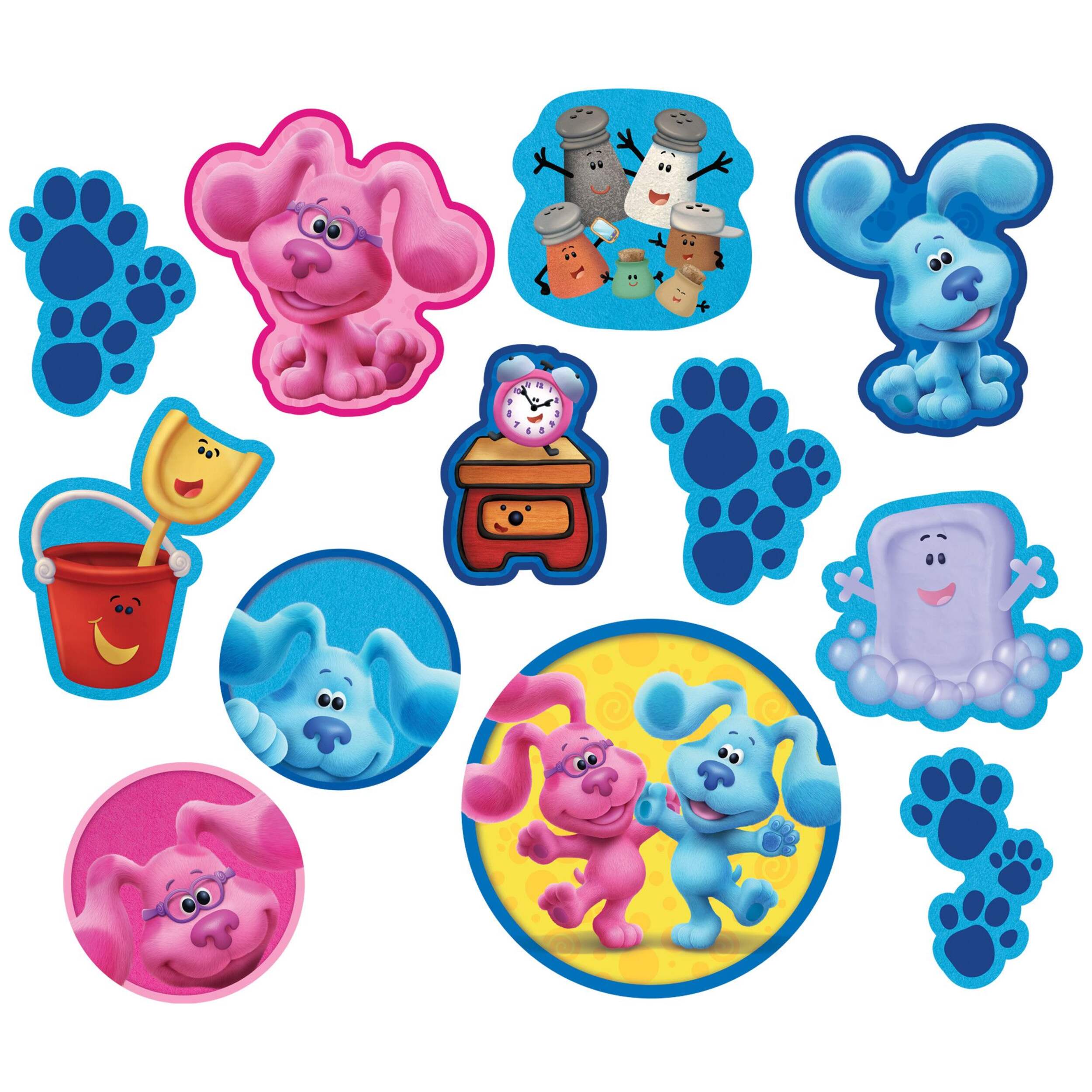 Nickelodeon Blue's Clues Table & Wall Cutout Decorations, Pink/Blue, 14-in, 12-pk, for Birthday Party Front_Flat