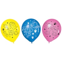 Nickelodeon Blue's Clues Round Latex Balloons, Yellow/Blue/Pink, 12-in, 6-pk, for Birthday Party Front_Flat