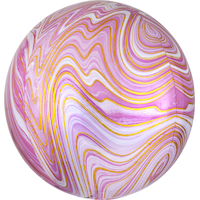 Orbz Satin Foil Balloon, Assorted Colours, Marble, 16-in, Helium Inflation & Ribbon Included for Birthday/Special Occasion Front_Flat