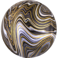 Orbz Satin Foil Balloon, Assorted Colours, Marble, 16-in, Helium Inflation & Ribbon Included for Birthday/Special Occasion