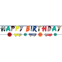 Skater Party "Happy Birthday" Hanging Garland Banner Decoration, Multi-Coloured, 10.5-ft, 2-pk, for Birthday Party Front_Flat