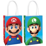 Sacs-cadeaux en papier kraft pour fête d'anniversaire Nintendo Super Mario Bros, rouge/vert/bleu, 8 po, paq. 8 Front_Angled_Right