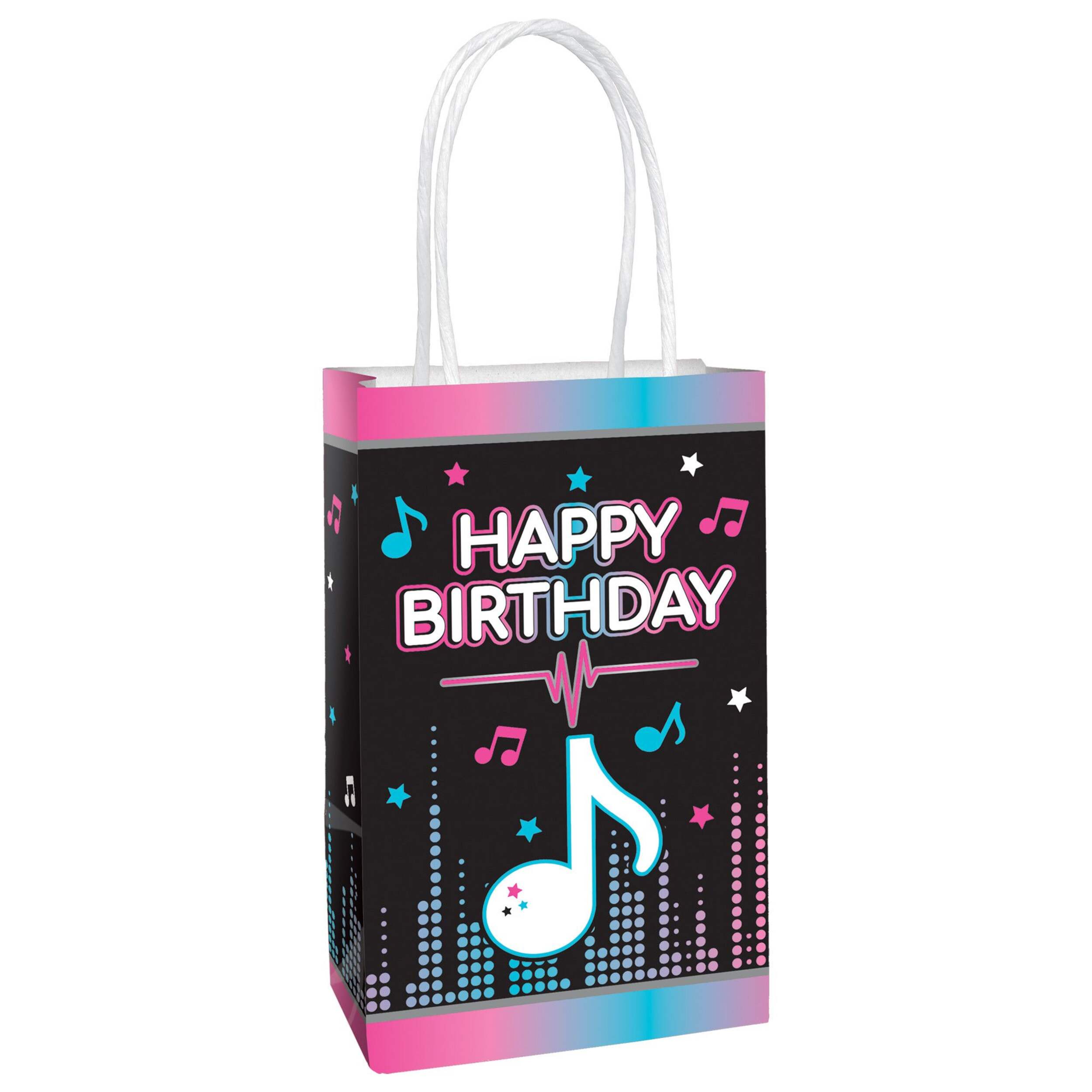 Internet Famous "Happy Birthday" Paper Kraft Gift Bags, Blue/Pink, 12-in, 8-pk, for Birthday Party Front_Angled_Right