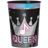 Internet Famous "Queen" Plastic Reusable Favour Cup, Black/Silver, 16-oz, for Birthday Party Front_Elevated