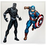 Décor mural en plastique Panthère noire et Capitaine America Disney Marvel Avengers, noir/bleu/rouge, 14,5 po, paq. 2, pour fête d'anniversaire Front_Flat