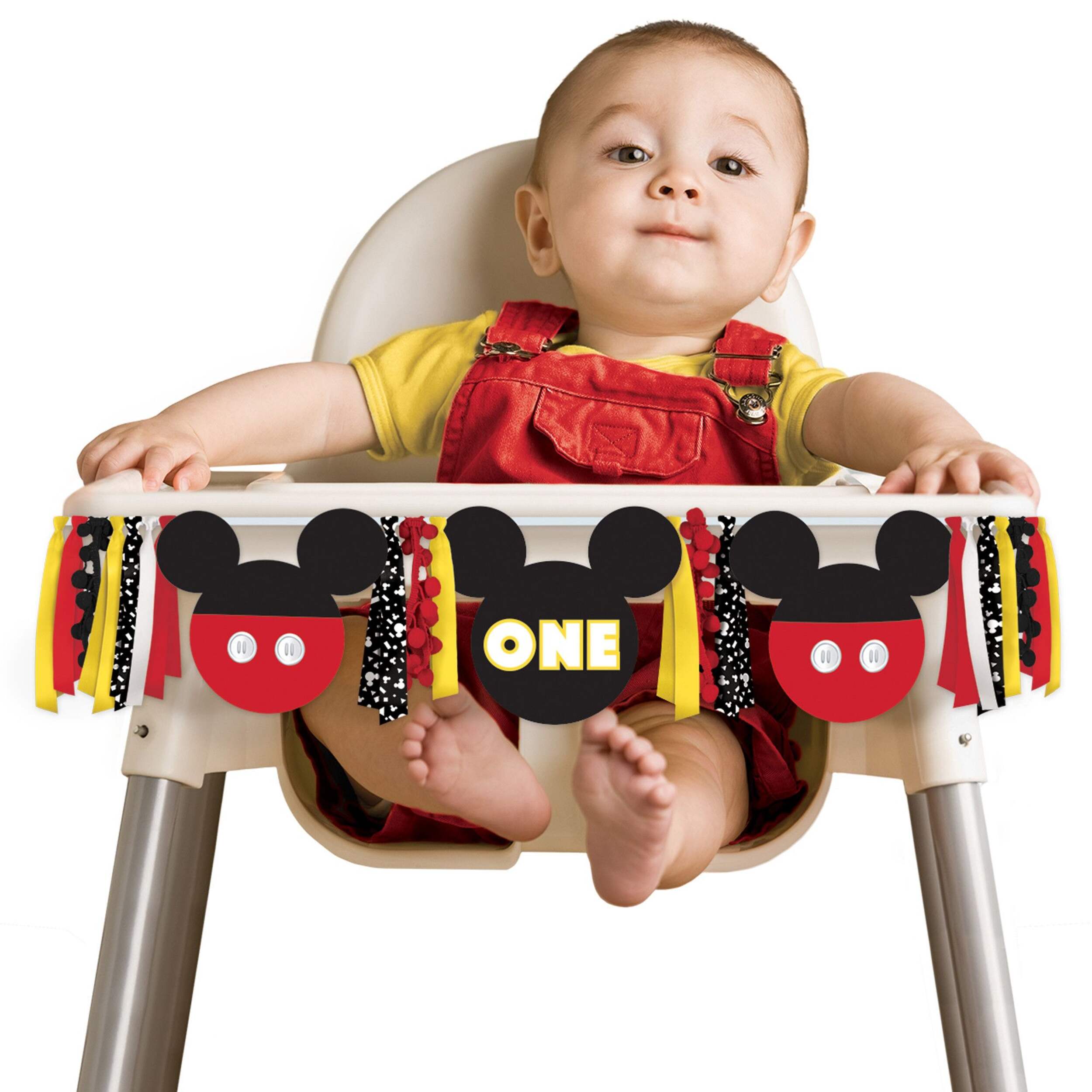 Décoration de chaise haute 1er anniversaire Disney Mickey Mouse Forever Front_Flat