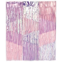 Luminous Plastic Fringe Scene Setter Background Decoration Purple/Silver, 48-in, for Birthday Party