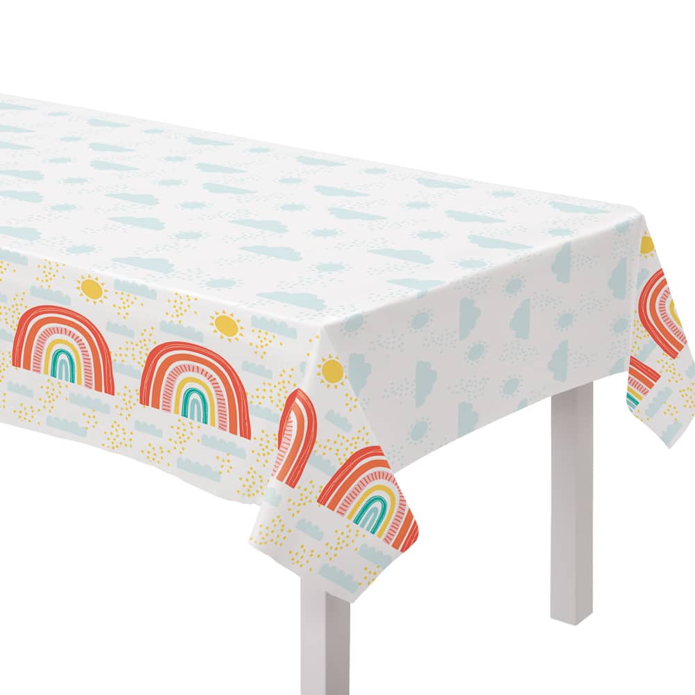 Retro Rainbow Plastic Table Cover, 54-in x 96-in | Party City