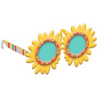 Retro Rainbow Wearable Sunflower Plastic Glasses Front_Three_Fourths_Angled_Right