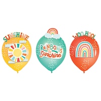 Trousse de décoration ballon en latex rond arc-en-ciel rétro Sunshine, jaune/bleu/orange, 12 po, paq. 6, pour fête d'anniversaire Front_Flat