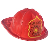 Chapeau de pompier en plastique Fire Chief, premiers intervenants, rouge, taille unique, accessoire à porter pour les anniversaires Front_Three_Fourths_Angled_Right
