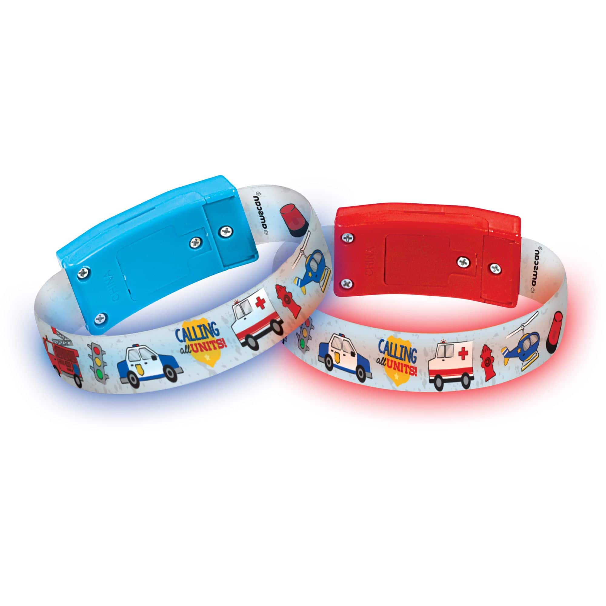 First Responders Light Up Bracelets Red Blue One Size 4 pk Wearable Favours for Birthdays Party City