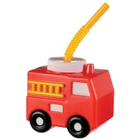 First Responders Fire Truck Plastic Reusable Sippy Tumbler Cup with Straw, Red, 9-oz, for Birthday Party Front_Three_Fourths_Angled_Right