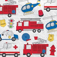 First Responders Square Paper Disposable Lunch Napkins, Blue/Red, 6.5-in, 16-pk, 2-ply, for Birthday Party Front_Flat