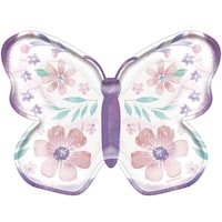 Flutter Butterfly Paper Disposable Dessert Plates, Purple/White, Floral, 7-in, 8-pk, for Birthday Party