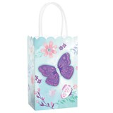 Flutter Butterfly Paper Kraft Gift Bags, Blue/Purple, 8-in, 8-pk, for Birthday Party Front_Angled_Right