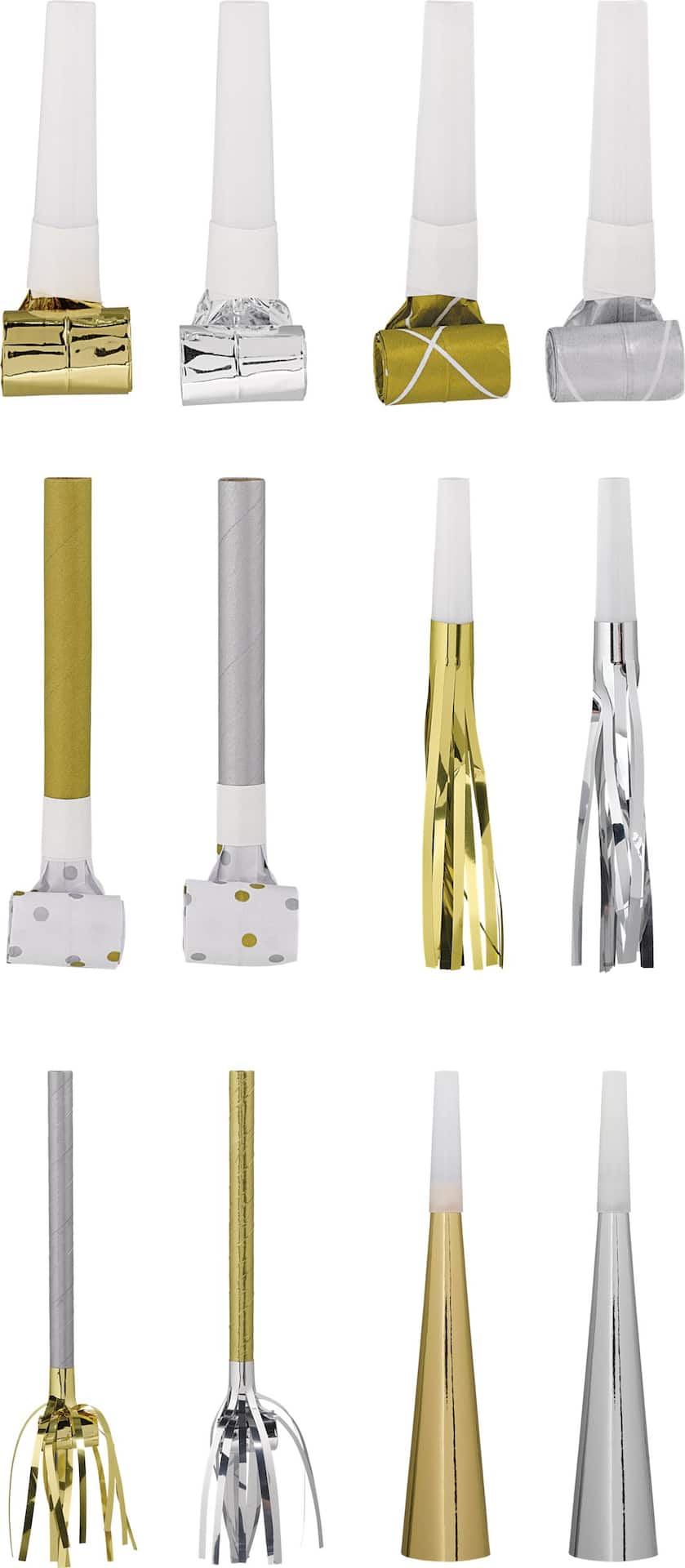 Metallic Blowout Noisemakers, Gold/Silver, 9-in, 49-pk, for New Year's ...