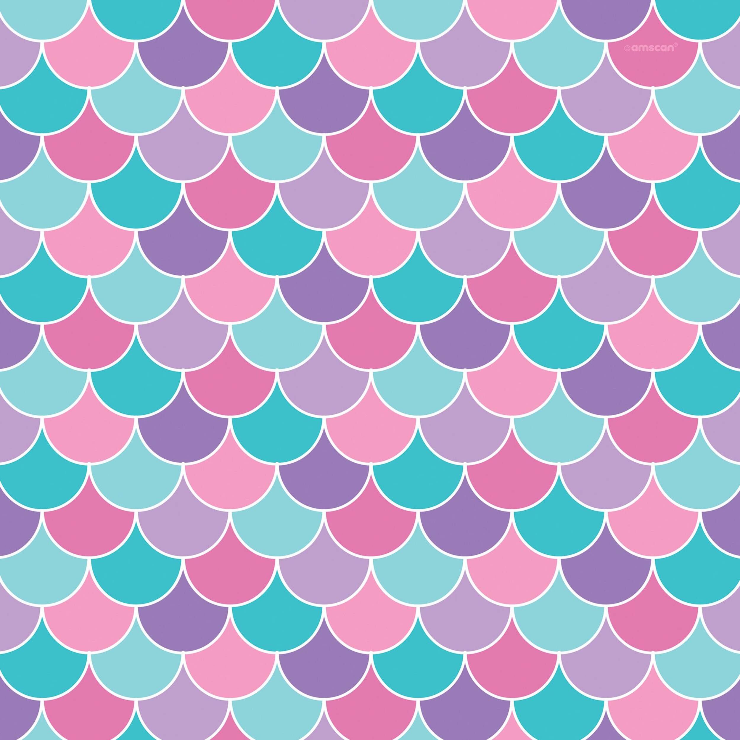 Shimmering Mermaids Scales Gift Wrapping Paper, Blue/Purple, 5-ft, for Birthday Party Front_Flat