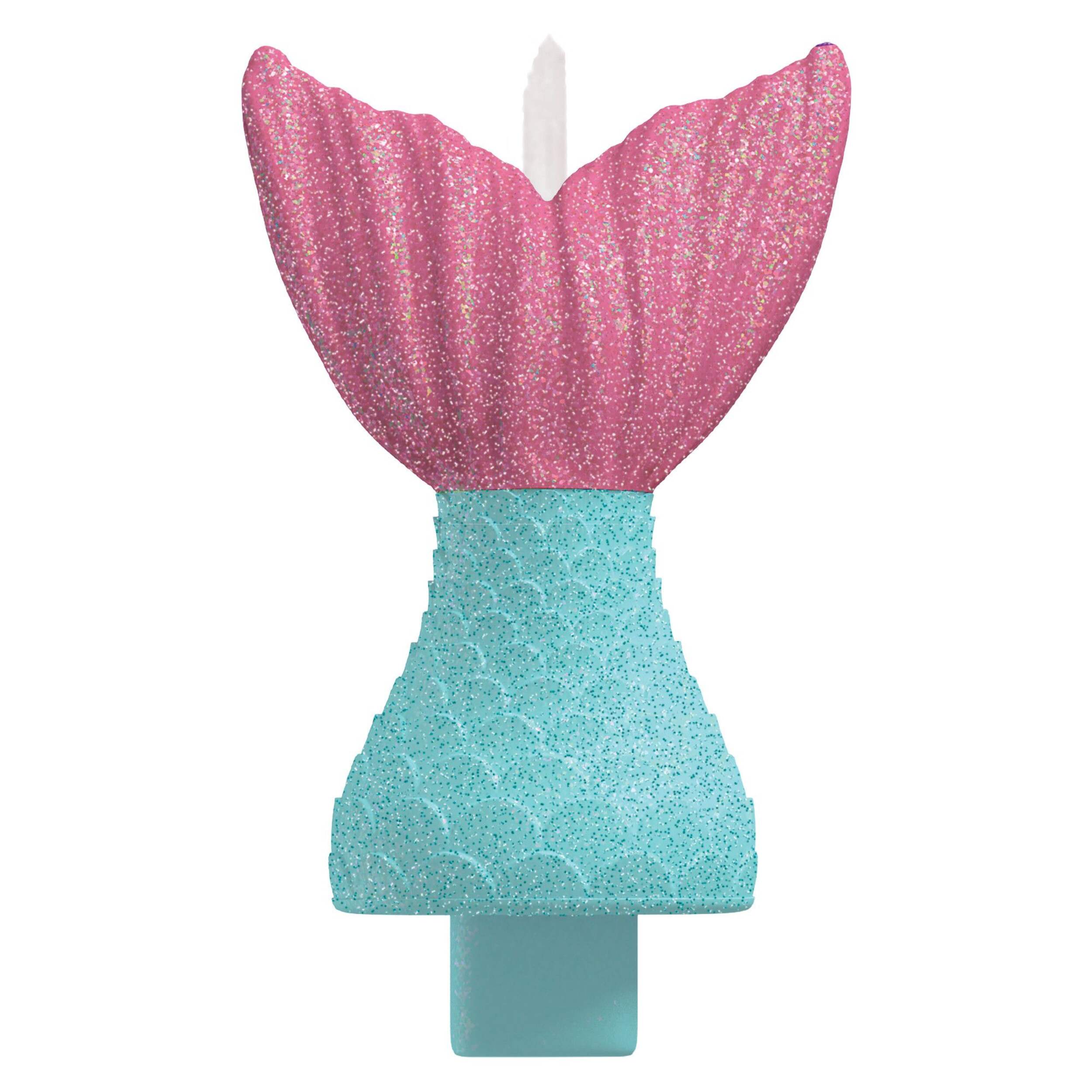 Shimmering Mermaids Tail Wax Candle, Pink/Blue, 3-in, for Birthday Party Front_Flat