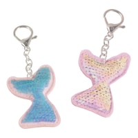 Shimmering Mermaids Sequin Keychains, Blue/Pink, 4-pk, for Birthday/Party Favour Front_Flat