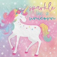 Unicorn "Sparkle like a Unicorn" Square Paper Disposable Lunch Napkins, Pink/Blue, 6.5-in, 16-pk, 2-ply, for Birthday Party Front_Flat