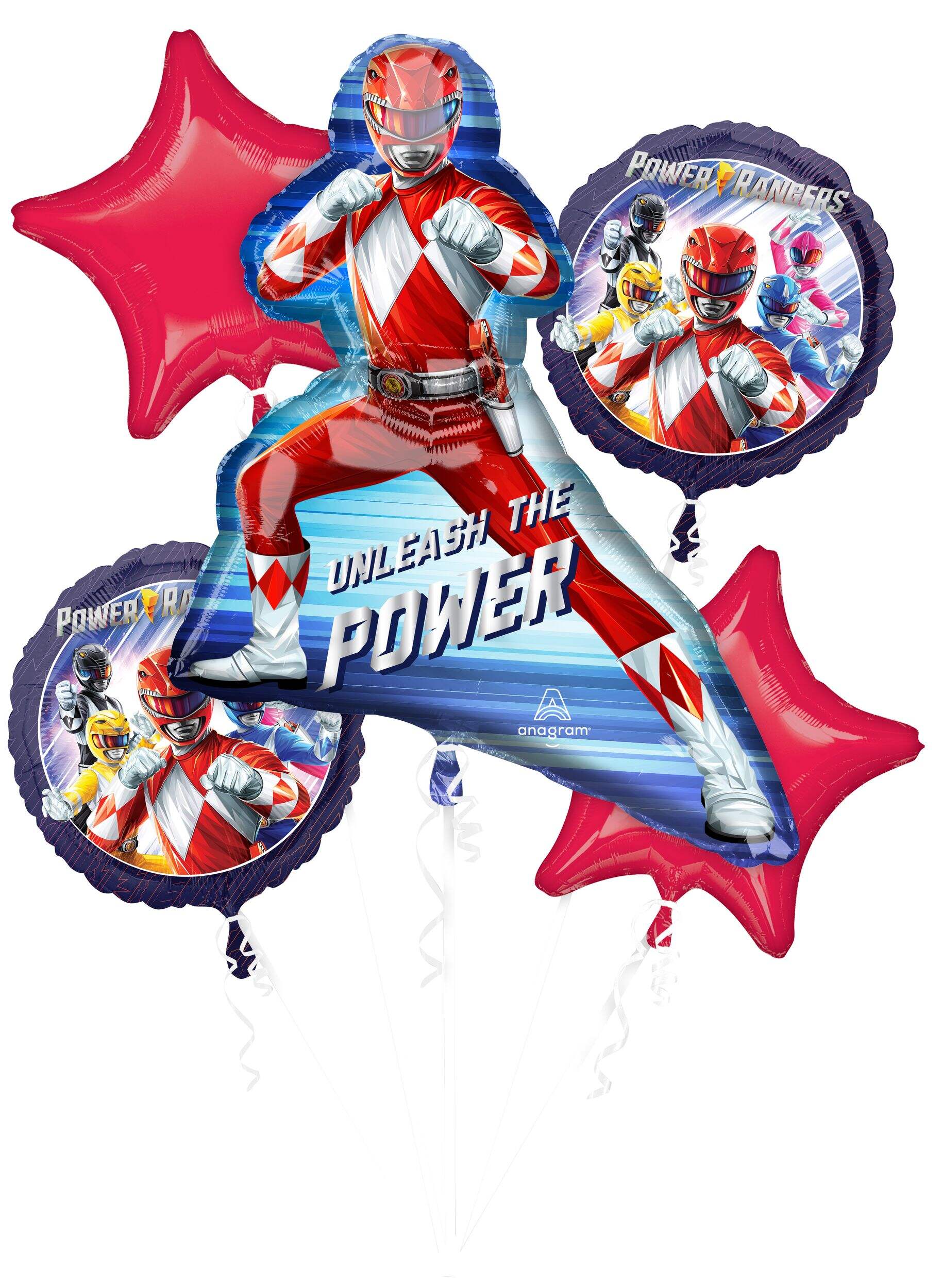 Power Rangers Balloon Bouquet, 5-pc Front_Flat