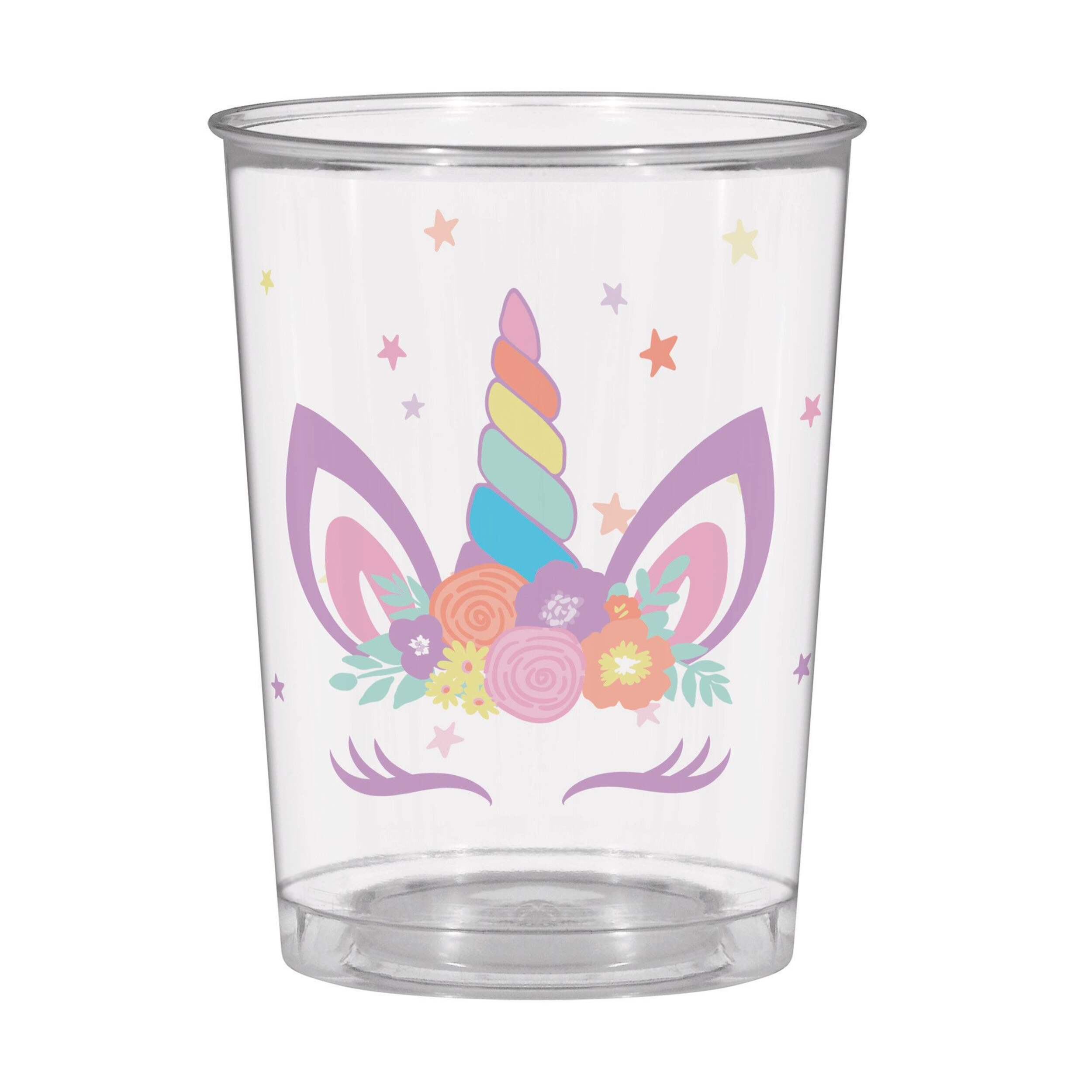 Unicorn Plastic Reusable Favour Cup, Clear, 16-oz, for Birthday Party Front_Flat