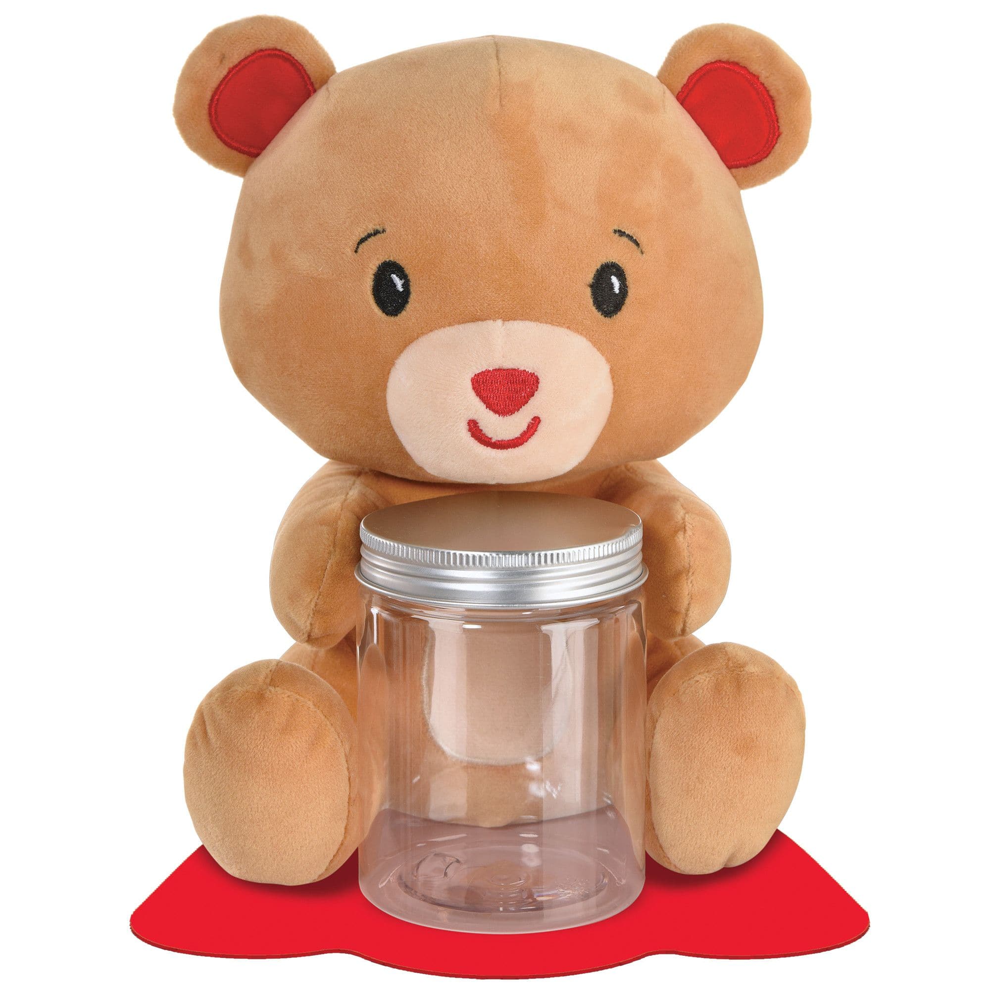 Bear Plush Balloon Weight Jar Accessory Brown 4 in for Birthday Graduation Valentine s Day Party City