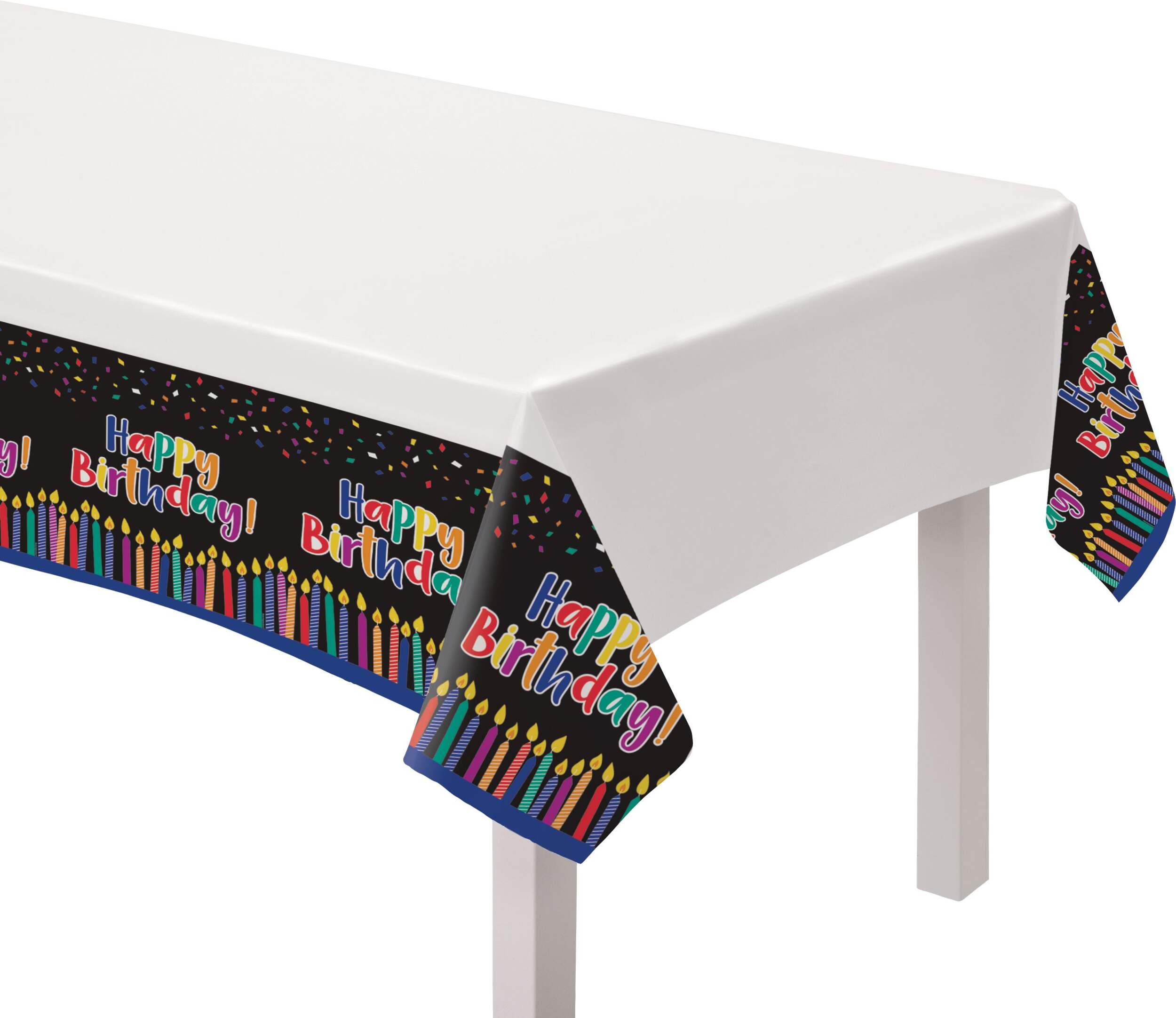 Birthday Candle Table Cover, 54-in x 84-in Front_Angled_Right
