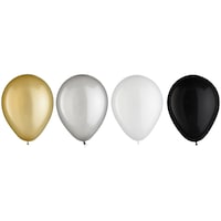 Ballons en latex ronds perle, or/argent/blanc/noir, 5 po, paq. 25, pour fête d'anniversaire