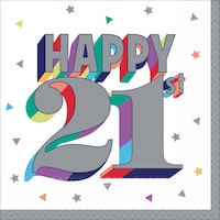 Serviettes à boisson, 21e anniversaire, paq. 16 Front_Flat