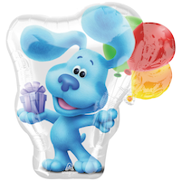 Nickelodeon Blue's Clues Satin Foil Balloon, Blue, 23-in, Helium Inflation & Ribbon Included for Birthday Party Front_Flat