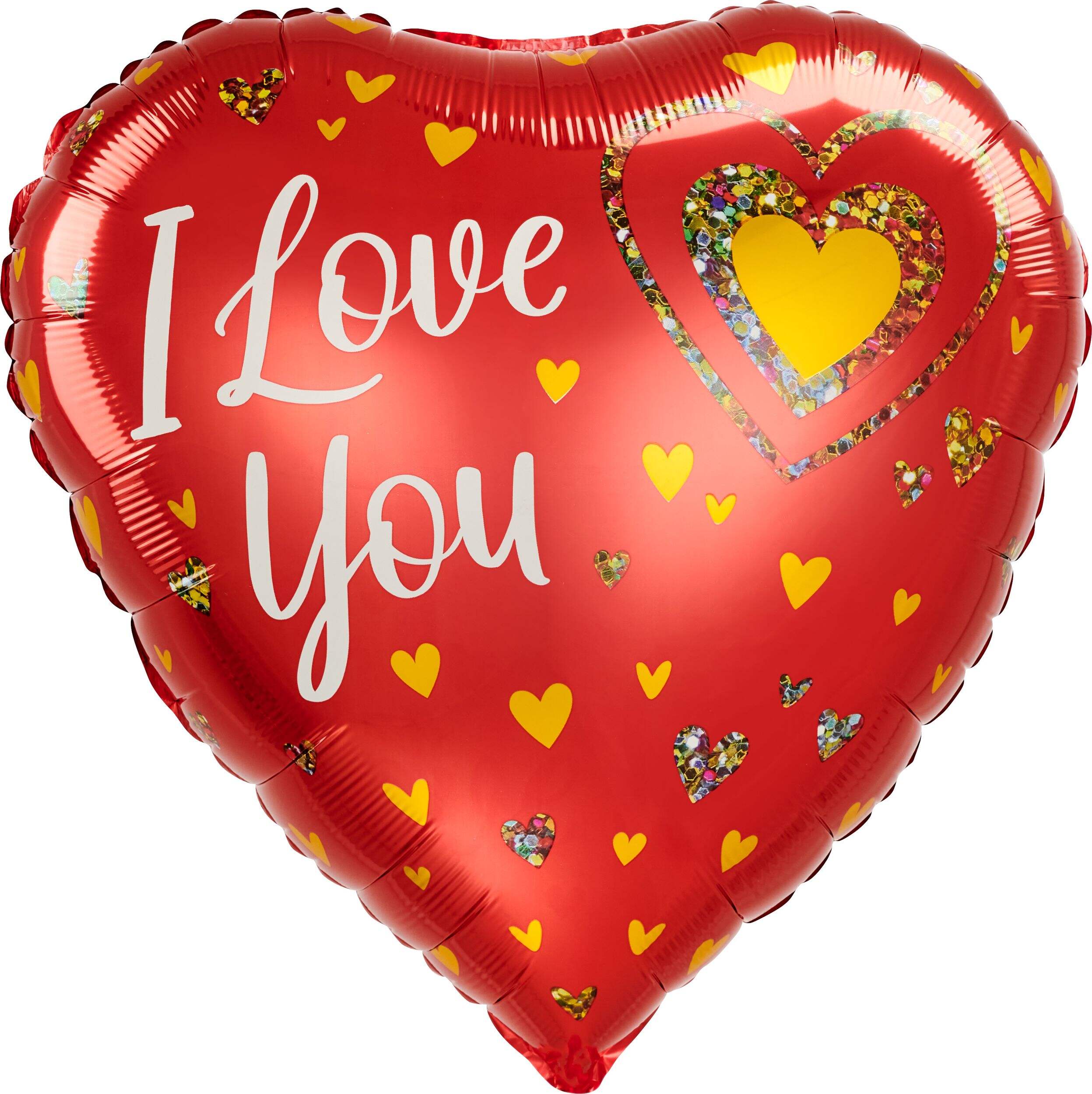 I Love You Heart Satin Foil Balloon, Red, 28-in, Helium Inflation & Ribbon Included for Valentine's Day/Anniversary Front_Flat