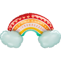 Ballon en aluminium satiné arc-en-ciel rétro arc-en-ciel, multicolore, 36 po, gonflement à l'hélium et ruban inclus, pour fête d'anniversaire