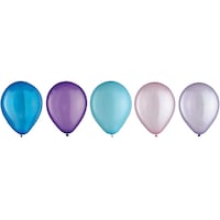 Ballons en latex ronds perle, bleu/mauve/violet, 5 po, paq. 25, pour fête d'anniversaire