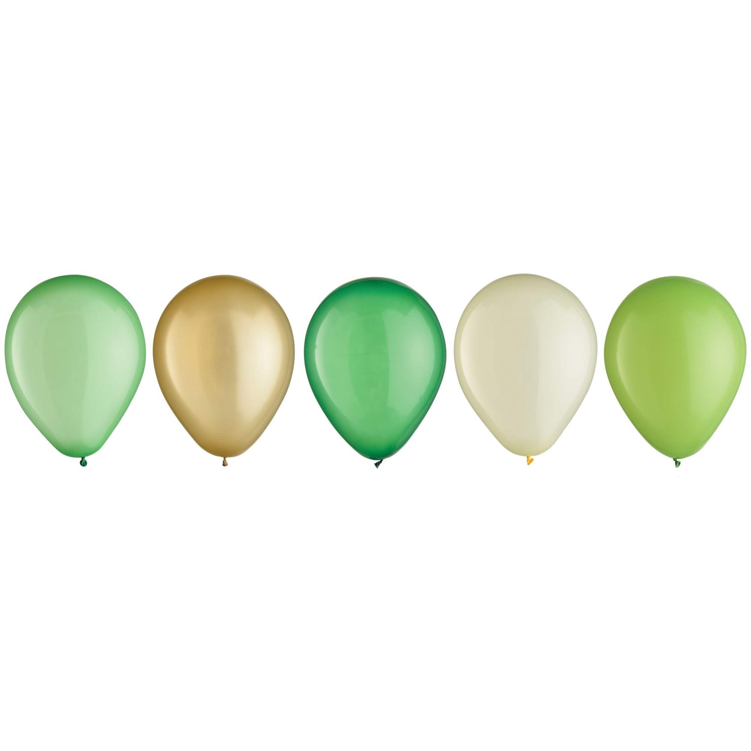 Round Pearl Latex Balloons, Green/Gold/Kiwi, 5-in, 25-pk, for Birthday Party Front_Flat