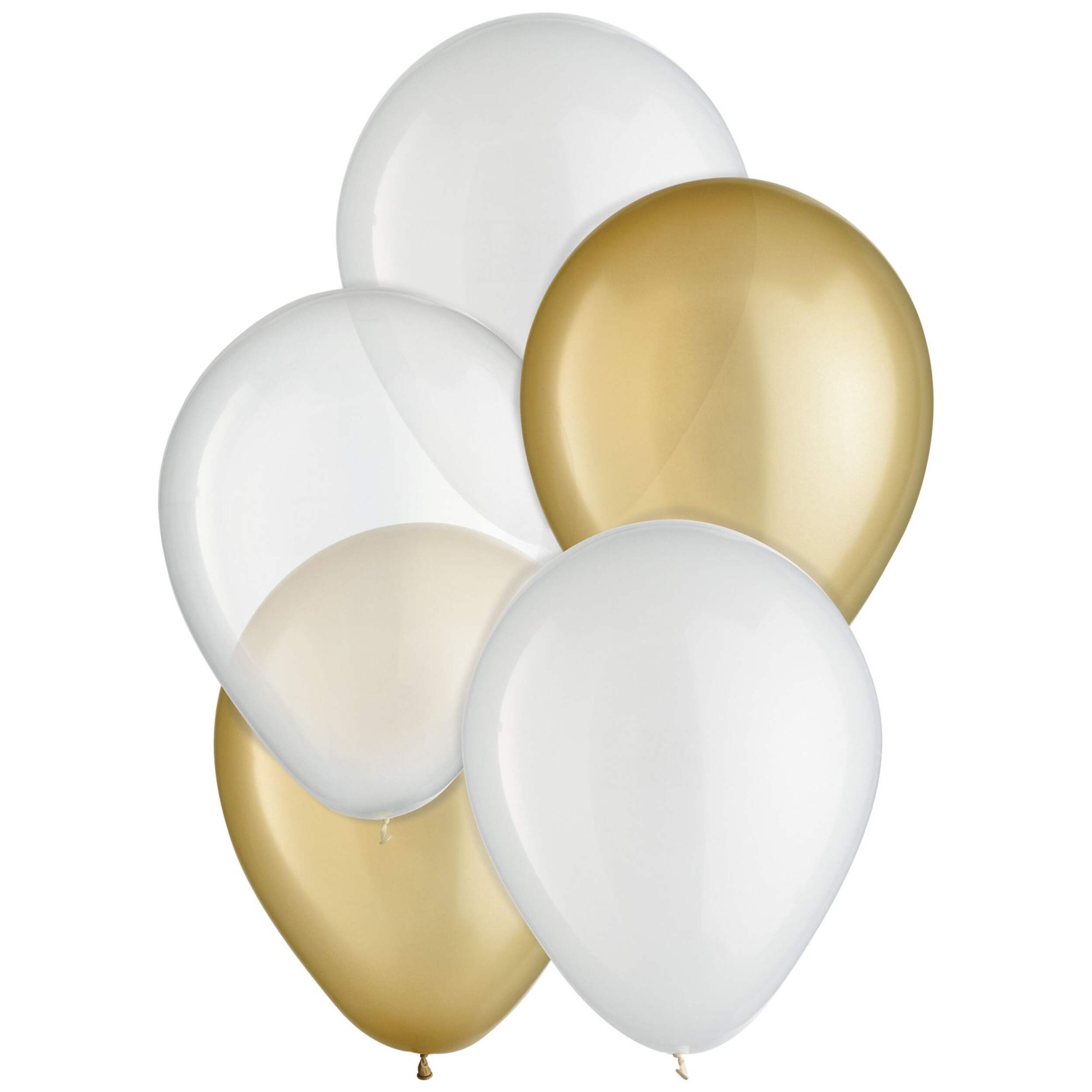 Round Pearl Latex Balloons, Gold/White, 11-in, 15-pk, for Birthday Party Front_Flat