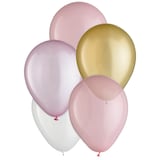 Ballons en latex ronds, perle, rose/or/or rose, 11 po, paq. 15, pour fête prénatale/fête d'anniversaire Front_Flat