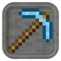 Minecraft Square Paper Disposable Dessert Plates, 7-in, 8-ct, for Minecraft Birthday Party