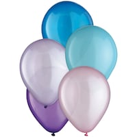 Ballons en latex ronds perle, bleu/mauve/bleu sarcelle, 11 po, paq. 15, pour fête d'anniversaire