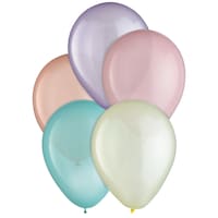 Ballons en latex ronds perle, vert/violet/bleu/rose, 11 po, paq. 15, pour fête d'anniversaire Front_Flat